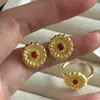 Pendientes de plata de ley S925 con forma de margarita, diseño de nicho, simples y elegantes, pendientes de flor de ágata estilo vintage de mediados de siglo