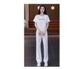 Traje de Moda Explosiones de Verano 2025 Nuevo Sentido de Diseño Super Slim Cubre Vientre Top de Manga Corta Pantalón Recto Conjunto de Dos Piezas