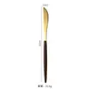Acero Inoxidable 304 Vajilla para Comida Occidental Portuguesa Vajilla con Textura de Madera Japonesa Cuchillo, Tenedor y Cuchara con Mango de Imitación Madera Juego de Vajilla