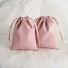 Suministrado Directamente por el Fabricante, Bolsas Rosadas de Piel Sintética para Joyería, Bolsas de Almacenamiento, Bolsas de Joyería con Cordón, Bolsas de Terciopelo para Empaquetar Auriculares, Hecho a Medida
