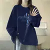 Camiseta de algodão puro para primavera e outono, estilo high street moderno, manga longa para mulheres, estilo Ins, versão coreana, simples e casual, estilo BF, top básico de gola redonda para casais