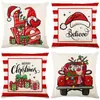 Fronha de almofada de Natal xadrez estilo americano, capa de almofada quadrada xadrez de flanela curta com floco de neve, capa de almofada para quarto