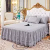 Saia de Cama Estilo Princesa Peça Única Conjunto de Três Peças Colcha Lençol de Cama Estilo com Borda de Renda 1,5m 1,8m 2,0m Metro Cobertura Protetora de Cama