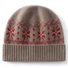 Gorro de punto de cachemira para otoño e invierno, nuevo estilo, jacquard de bloques de color, moderno, versátil, simple, cálido, protector de orejas, anticongelante