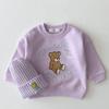 Estilo coreano ins Baby Children's Wear Candy-colored Cartoon Bear Sweater Bebê Primavera e Outono Novo Estilo Ocidental Casual Top