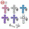 Aleación de Titanio F136 Colorido Clavo para Cartílago Auricular Cruzado Clavo para Labio con Circonita 5A Joyería Versátil para Piercing Corporal Venta al por Mayor