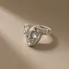Anillo liso elegante y minimalista para el dedo índice, popular entre las influencers femeninas, anillo hueco de lujo ligero, anillo de lazo de estilo coreano de nicho