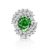 Anillo de Flor de Hielo con Gema de Color Brillante de Corte Huevo de Paloma Oversize de Venta Caliente Transfronteriza para Mujer Moda Europea y Americana Joyería de Diamante de Alto Carbono Brillante