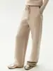 Pantalones de cachemir relajados y casuales con cordón, pantalones de pierna ancha para mujer, pantalones largos de punto con caída fluida, pantalones casuales