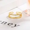Anillo Abierto Minimalista de Doble Capa con Diseño de Panal de Abeja de Circonita, Anillo Ajustable de Moda para Mujer, Estilo Coreano y Japonés, Fresco y Discreto