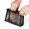 Bolsa de Maquillaje de Malla Transparente, Portátil, Sencilla, Bolsa de Almacenamiento de Gran Capacidad, Bolsa para Guardar Artículos de Tocador y Cosméticos