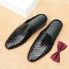 [Exclusivo VIP] Pantuflas Baotou para Hombre Verano Exterior Cuero Genuino Casual de Negocios Estilo Coreano de Moda Pantuflas de Media Caña Tejidas