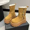 Botas de Neve Casuais com Solado Grosso de Uso Duplo para Mulheres, Nova Moda Outono/Inverno 2026 Botas Versáteis Confortáveis com Forro de Pelúcia de Cano Médio para Mulheres
