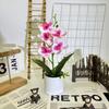 Planta en maceta de Phalaenopsis artificial transfronteriza con flores Decoración de escritorio Flor falsa de plástico Bonsái Fotografía Adornos para maceta Cabeza de flor
