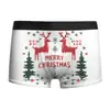Peitoral Masculino Europeu e Americano Estampa Digital Natalina Novidade Roupa Íntima Sexy Masculina Boxer de Seda de Leite Alta Elasticidade Cintura Média
