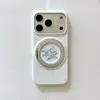 Azul Lunares Lirio Adecuado para Iphone17Promax Simple 16/17Pro Anti-Caída Soporte Magnético Funda para Teléfono