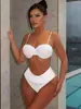 Soporte de acero bolsa dura traje de baño sexy europeo y americano bikini de dos piezas color sólido comercio exterior transfronterizo moda traje de baño LGD44