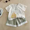 Conjunto para Bebé y Niño Pequeño 2026 Verano Nuevo Estilo Ropa de Trabajo de Manga Corta para Niños Pantalones Cortos Conjunto de Dos Piezas Delgado Top con Dibujos Animados