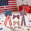 Lazo del Día Nacional del Día de la Independencia Estadounidense Personalizado Hecho a Mano DIY Patrón de Estrella Decoración de Lazo del Día de la Independencia