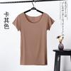 Versión coreana de otoño de la camiseta de manga corta de la chaqueta de primavera y verano de las mujeres camisa de base de algodón de hilo de cuello redondo tamaño suelto una generación de cabello
