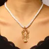 Colar com pingente de lagosta em liga metálica, estilo férias na praia personalizado, transfronteiriço, para mulheres, acessórios de brincos de lagosta exagerados retrô europeus e americanos