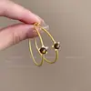 Pendientes de Aro Grandes Dorados de Ojo de Tigre Clásicos de Moda para Mujer Otoño e Invierno Pendientes Elegantes Retro Joyería de Oreja Exagerada Única