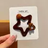 Pasador de Estrella de Cinco Puntas Flocado para Niños Pasador de Oso de Dibujos Animados Pinza de Estilo Coreano para Flequillo Lateral de Niñas Pasador para la Parte Posterior de la Cabeza