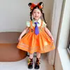 Vestido de Verano 2026 para Niñas, Estilo Conejo Policía, Mangas Volantes, Zorro Pequeño, con Tirantes, Nueva Moda Infantil