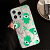 Case de Celular Verde-Olhos com Formato de Palma Maçã 15 da Amazon, Tendência Popular, Estilo Cool, para iPhone 17, Padrão de Pena, Anti-Queda 12Pm