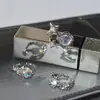 Anillo Abierto en Forma de Estrella de Cuatro Puntas Incrustado con Textura de Piedra Lunar, Textura Irregular, Estilo Minimalista, Anillo de Nicho