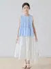 Conjunto de Verano para Niña: Conjunto de Dos Piezas: Top de Encaje a Cuadros sin Mangas + Falda, Ropa Infantil Estilo Coreano para Niñas