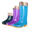 Botas de lluvia de caña alta botas de lluvia largas para mujer botas de agua zapatos de agua moda coreana forradas de polar antideslizantes impermeables zapatos de goma cubre zapatos cuatro estaciones