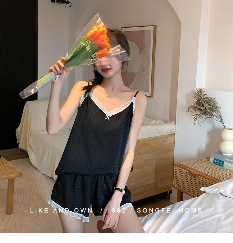 3065千鸟格吊带套装_17