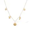 Colar Oceânico de Ouro Galvanizado a Vácuo 18K com Zircônia Aogu, Venda Cruzada Popular, Corrente para Clavícula com Personalidade Única para Mulheres