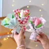 Flores de Jabón Perfumadas, Tulipanes Artificiales, Ramo Cuadriculado Terminado, Caja de Regalo Cuadrada, Flores Hechas a Mano al por Mayor, Souvenirs y Regalos Transfronterizos