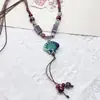 Colar de contas de cerâmica colorida Moda Retro Novo Estilo Chinês Personalidade Colar Longo Camada Dupla Colar Colar Avançado Atacado