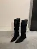 Botas Melard cor cáqui super estilosas 2026, botas longas femininas marrons, botins de bico fino emagrecedores, botas longas de cano alto