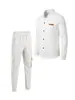 Amazon Transfronterizo Nuevo Traje Casual de Waffle Color Sólido Bolsillo Solapa Botón Chaqueta de Trabajo Pantalones de Trabajo