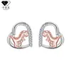 Pendientes de Plata de Ley S925 con Pasador Chapado en Oro Real, Pequeños Dinosaurios Lindos para Mujer, Diseño de Nicho, Pendientes de Alta Gama, Accesorios Personalizados para Orejas