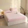 Lençol de baixo com elástico 100% algodão escovado peça única para colchão cor pura capa protetora lençol de cama 100% algodão colcha conjunto de lençóis de três peças totalmente fechado