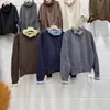 Cardigã de tricô outono e inverno europeu e americano, novo estilo com gola de renda franzida, color-blocking, elegante e modelador, peça de outer wear leve para mulheres