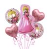 Cross Border Novo Cartoon Mario Game Tema Alumínio Film Balão Pêssego Princesa Aniversário Festa de Aniversário Decoração Balão