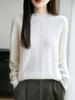 Roupa Pronta para Usar de Primeira Linha Transfronteiriça Feminina Outono e Inverno Cor Pura Gola Redonda Jacquard Tricô Solto Suéter Camiseta Base Feminina Inverno
