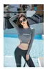 Roupa de surf estilo coreano conservadora três peças manga longa calça longa proteção solar modeladora cintura alta sexy estudante roupa de mergulho maiô feminino