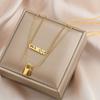 Collar de Candado Pequeño para Mujer Elegante Colgante Dorado de Doble Capa Estilo Frío ins Lujo Ligero Cadena Clavicular Celebridad de Internet de Alto Nivel
