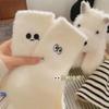 Calcetines de Terciopelo de Visón para Mujer Otoño e Invierno con Forro Polar Gruesos Cálidos Combinan con Todo Blanco Peludos Bordados Ojos Pequeños Calcetines Gruesos de Pila