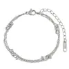 Estilo Ins Coreano Sencillo y Moderno Cadena Doble de Cuentas Pulsera de Acero de Titanio de Alta Calidad Chapada en Oro Real Personalizada para Mujer