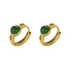 S925 Prata Esterlina Banhado a Ouro Hetian Jaspe Brincos Orelha Fivela Requintado Retro Simples Moda Personalidade Tendência Mulheres