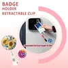 Crachá de identificação do fabricante com tema floral e clipe retrátil, revestimento plástico de fácil fixação, adequado para crachás temáticos florais e de animais para uso transfronteiriço