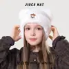 Gorro de punto para niños invierno lindo engrosado con felpa orejas de oso protección para los oídos gorro de lana para bebés niños y niñas sombrero cálido